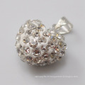 Cadeau de nouvelle année Shamballa Pendant Vente en gros Coeur Forme New Arrival 15MM Pendentif en argile en cristal blanc pour Bijoux DIY